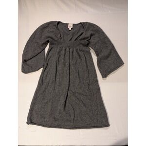 Joie Gray Women's M 100% Cashmere Dress Blend Gathered Waist Bell Sleeve